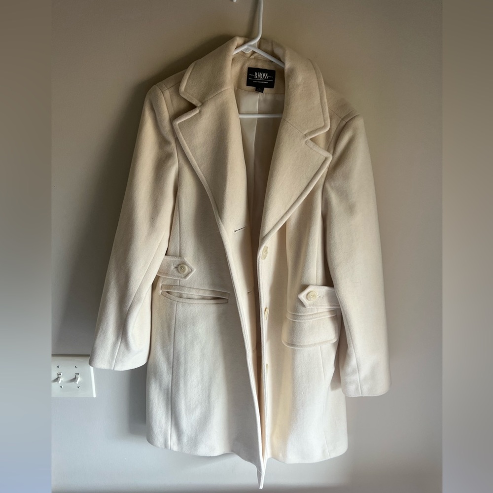 Cream Color Wool Peacoat Size XL